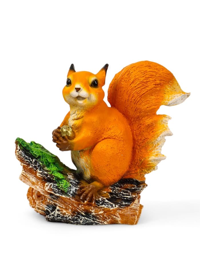 Садовая фигура из полистоуна «Белочка с орешком на пне», 25×12×23 см