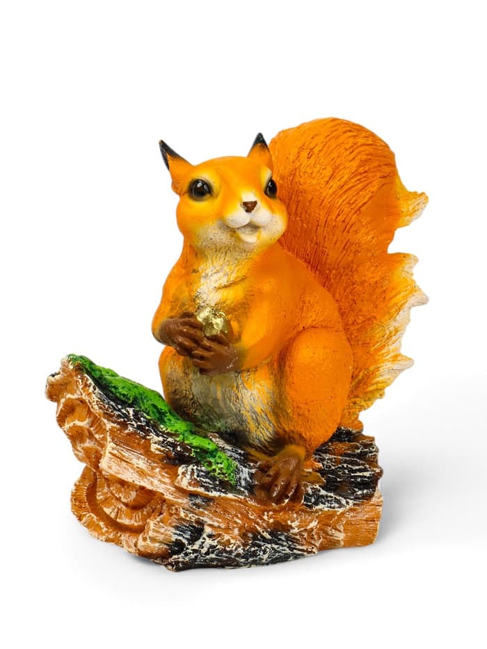 Садовая фигура из полистоуна «Белочка с орешком на пне», 25×12×23 см