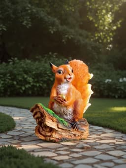 Садовая фигура из полистоуна «Белочка с орешком на пне», 25×12×23 см