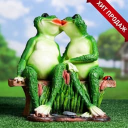 Садовая фигура из полистоуна «Лягушки на лавочке», 32×20×30 см