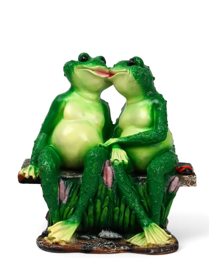Садовая фигура из полистоуна «Лягушки на лавочке», 32×20×30 см