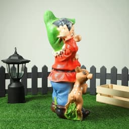 Садовая фигура из полистоуна «Гном с олененком», 50×19×26 см, МИКС