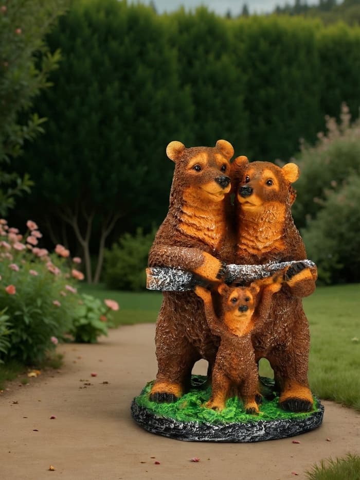 Садовая фигура из полистоуна «Мишки-семейка», 45×25×32 см