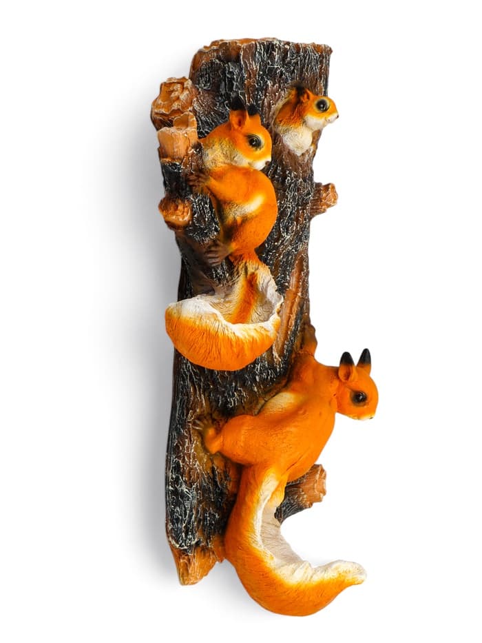 Садовая фигура из полистоуна «Навесные Белки поилки на дереве», подвесная, 60×33×17 см