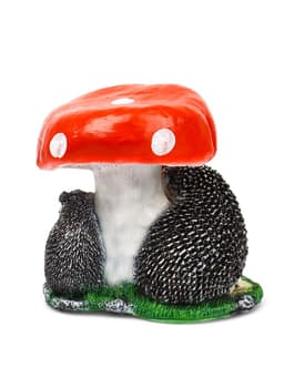 Садовая фигура из полистоуна «Гриб с двумя ежами», 30×26×30 см