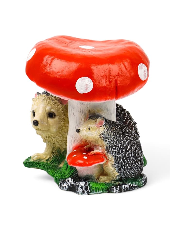 Садовая фигура из полистоуна «Гриб с двумя ежами», 30×26×30 см