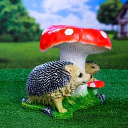 Садовая фигура из полистоуна «Гриб с двумя ежами», 30×26×30 см