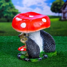 Садовая фигура из полистоуна «Гриб с двумя ежами», 30×26×30 см