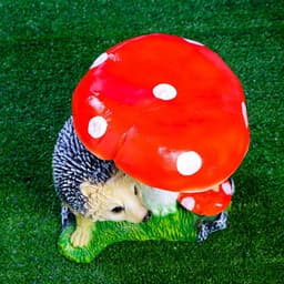 Садовая фигура из полистоуна «Гриб с двумя ежами», 30×26×30 см