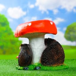 Садовая фигура из полистоуна «Гриб с двумя ежами», 30×26×30 см