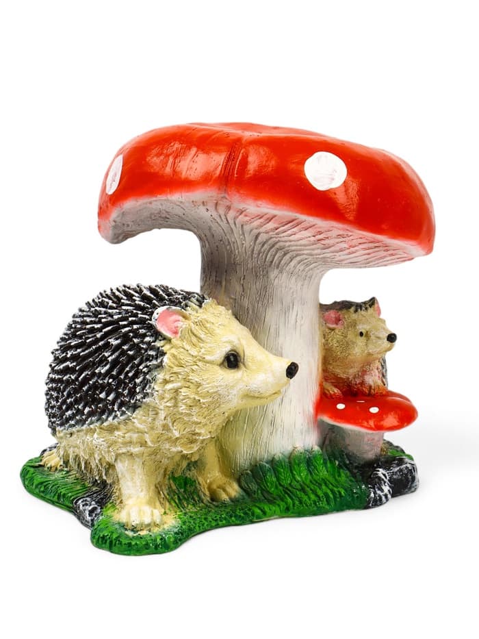 Садовая фигура из полистоуна «Гриб с двумя ежами», 30×26×30 см
