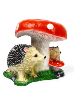 Садовая фигура из полистоуна «Гриб с двумя ежами», 30×26×30 см