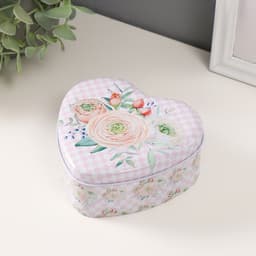 Набор шкатулок для хранения мелочей, украшений «Сердце. Нежность цветов», 3 шт., металл, 10.5×12.6×5 см