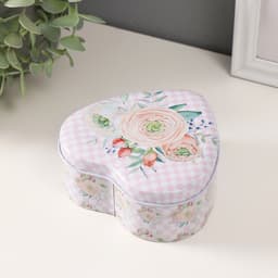 Набор шкатулок для хранения мелочей, украшений «Сердце. Нежность цветов», 3 шт., металл, 10.5×12.6×5 см