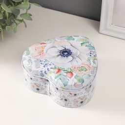 Набор шкатулок для хранения мелочей, украшений «Сердце. Цветы», 3 шт., металл, 10.5×12×5 см