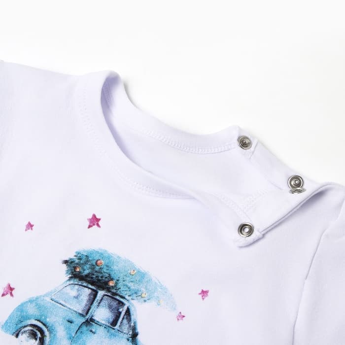 Пижама детская (брюки, лонгслив) MINAKU New Year's cars, рост 62-68 см, белая