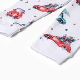 Пижама детская (брюки, лонгслив) MINAKU New Year's cars, рост 74-80 см, белая