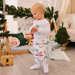 Пижама детская (брюки, лонгслив) MINAKU New Year's cars, рост 74-80 см, белая