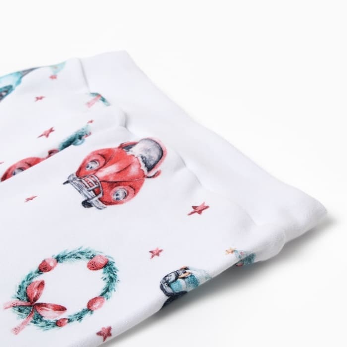 Пижама детская (брюки, лонгслив) MINAKU New Year's cars, рост 80-86 см, белая