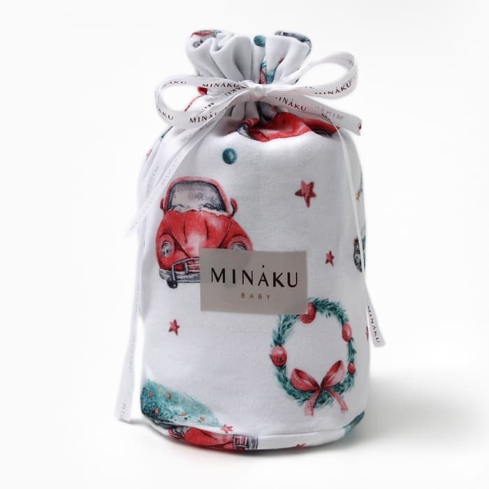 Пижама детская (брюки, лонгслив) MINAKU New Year's cars, рост 80-86 см, белая