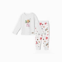 Пижама детская (лонгслив, брюки) MINAKU Winter, рост 74-80 см, белая