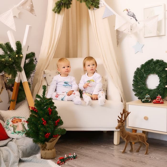 Пижама детская (лонгслив, брюки) MINAKU Winter, рост 80-86 см, белая