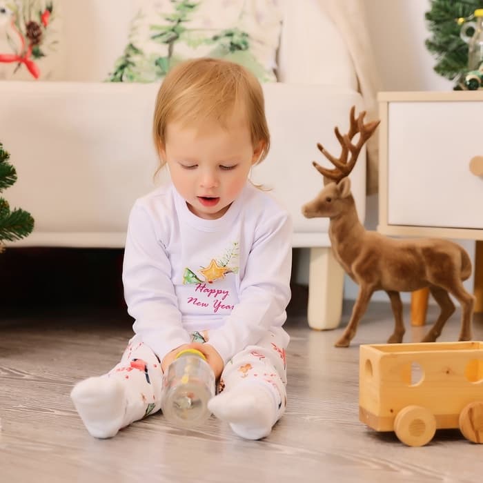 Пижама детская (лонгслив, брюки) MINAKU Winter, рост 86-92 см, белая