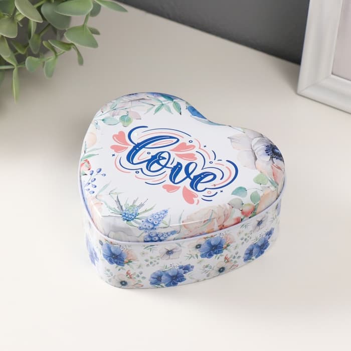 Набор шкатулок для хранения мелочей, украшений «Сердце. Любовь», 3 шт., металл, 10.5×12.6×5 см