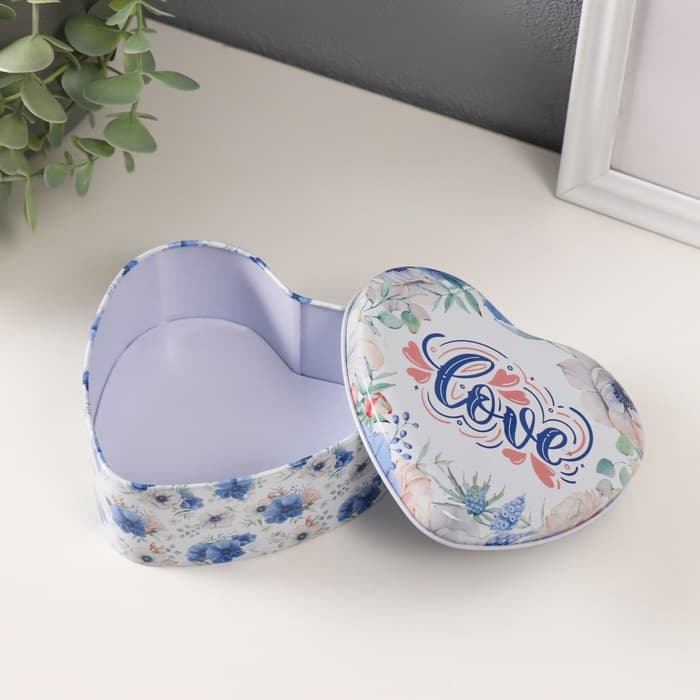 Набор шкатулок для хранения мелочей, украшений «Сердце. Любовь», 3 шт., металл, 10.5×12.6×5 см