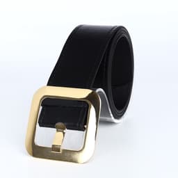 Ремень женский, 110×4.8 см, квадратная пряжка, золотистая, чёрный