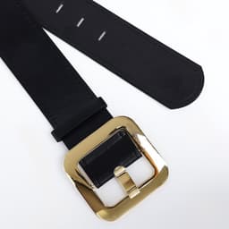 Ремень женский, 110×4.8 см, квадратная пряжка, золотистая, чёрный