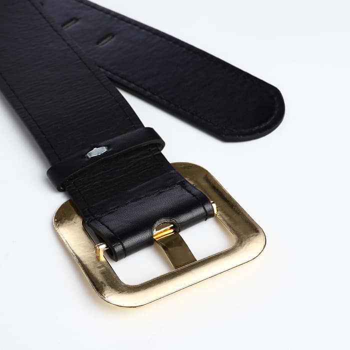Ремень женский, 110×4.8 см, квадратная пряжка, золотистая, чёрный