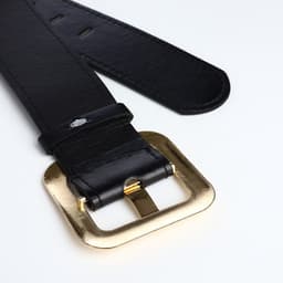 Ремень женский, 110×4.8 см, квадратная пряжка, золотистая, чёрный