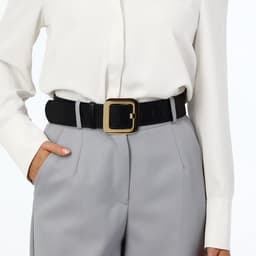 Ремень женский, 110×4.8 см, квадратная пряжка, золотистая, чёрный