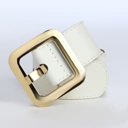 Ремень женский, 110×4.8 см, квадратная пряжка, золотистая, белый