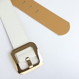 Ремень женский, 110×4.8 см, квадратная пряжка, золотистая, белый