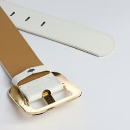 Ремень женский, 110×4.8 см, квадратная пряжка, золотистая, белый