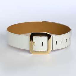 Ремень женский, 110×4.8 см, квадратная пряжка, золотистая, белый
