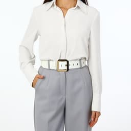 Ремень женский, 110×4.8 см, квадратная пряжка, золотистая, белый