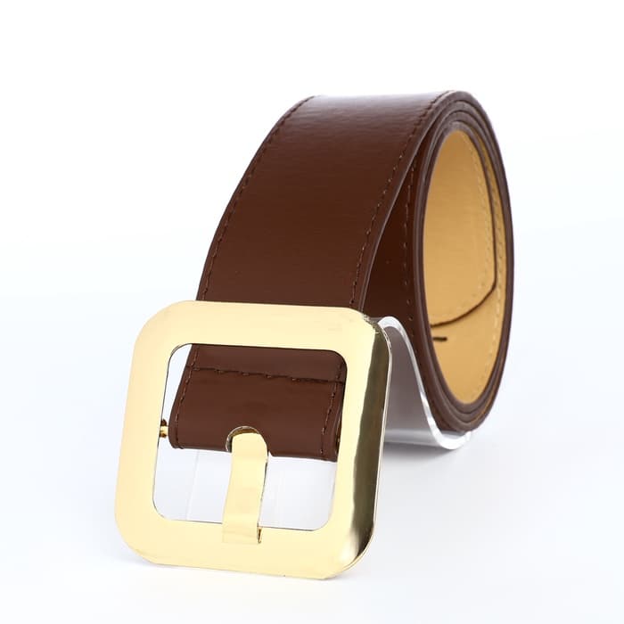 Ремень женский, 110×4.8 см, квадратная пряжка, золотистая, коричневый