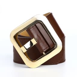 Ремень женский, 110×4.8 см, квадратная пряжка, золотистая, коричневый