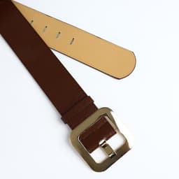 Ремень женский, 110×4.8 см, квадратная пряжка, золотистая, коричневый