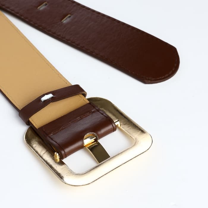 Ремень женский, 110×4.8 см, квадратная пряжка, золотистая, коричневый