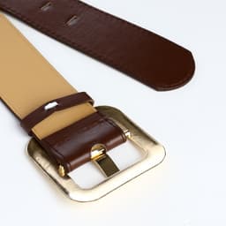 Ремень женский, 110×4.8 см, квадратная пряжка, золотистая, коричневый