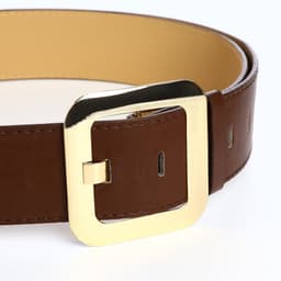 Ремень женский, 110×4.8 см, квадратная пряжка, золотистая, коричневый