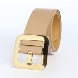 Ремень женский, 110×4.8 см, квадратная пряжка, золотистая, бежевый