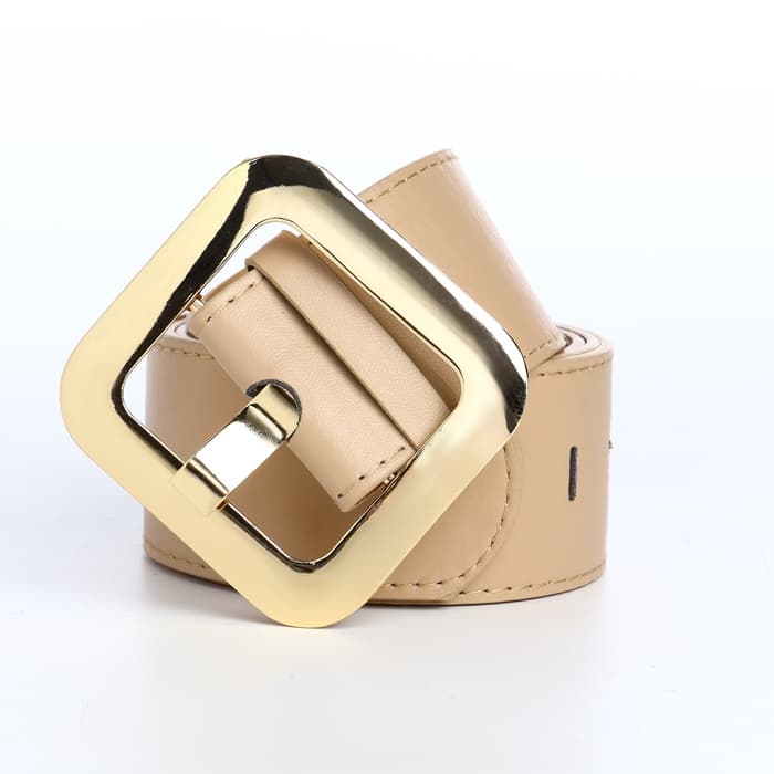 Ремень женский, 110×4.8 см, квадратная пряжка, золотистая, бежевый