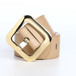 Ремень женский, 110×4.8 см, квадратная пряжка, золотистая, бежевый