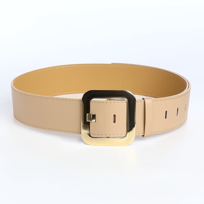 Ремень женский, 110×4.8 см, квадратная пряжка, золотистая, бежевый