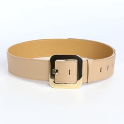 Ремень женский, 110×4.8 см, квадратная пряжка, золотистая, бежевый